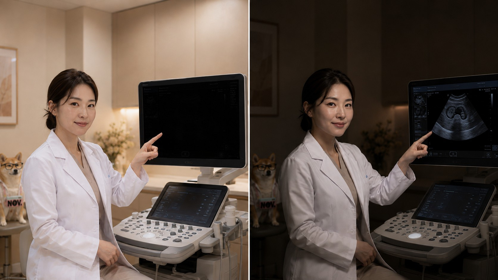 초음파 컨셉 사진에서 모니터 내용은 왜 안 보이나요? 참고 이미지