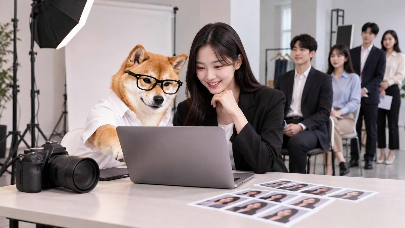 직원 프로필 사진은 현장에서 고를까요, 나중에 각자 고를까요? 참고 이미지