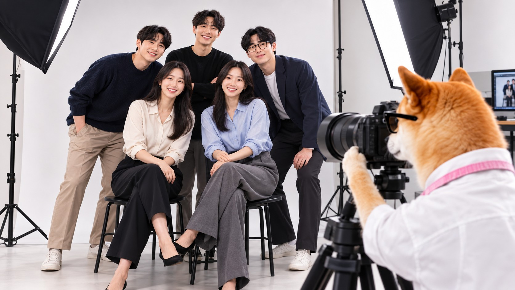 개인 프로필 촬영 중간에 팀 사진도 같이 찍을 수 있나요? 참고 이미지