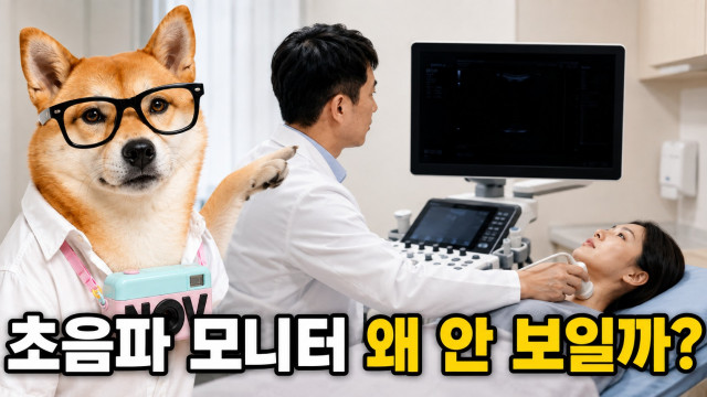 초음파 컨셉 사진에서 모니터 내용은 왜 안 보이나요?